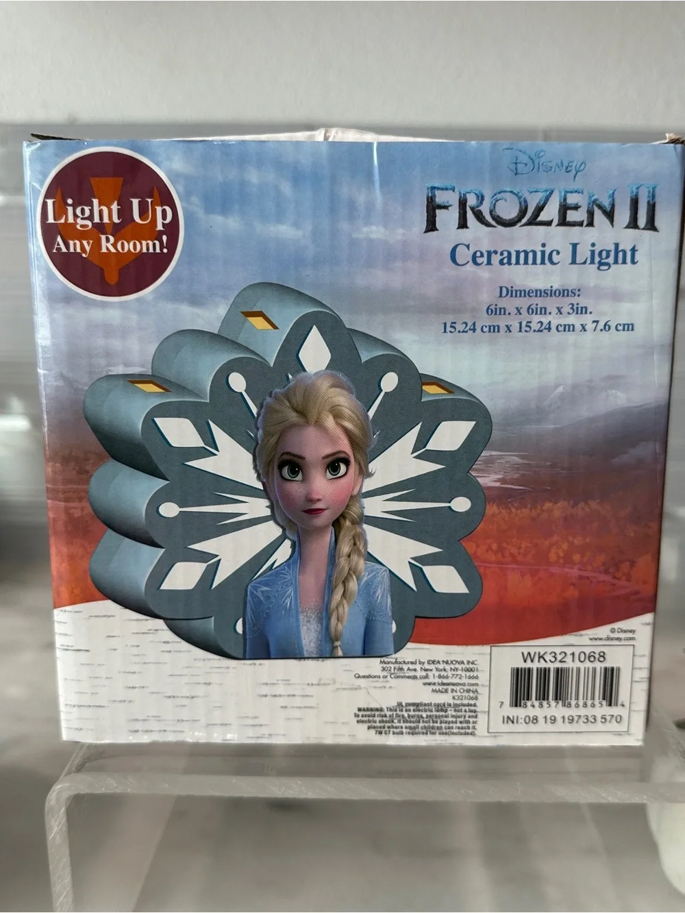 Disney Elsa Snowflake Ceramic Night Light - Blue and White